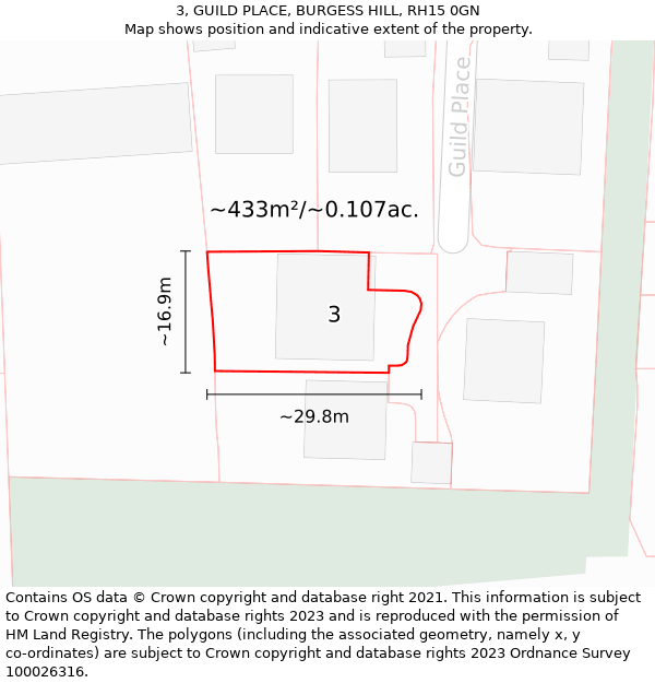 3, GUILD PLACE, BURGESS HILL, RH15 0GN: Plot and title map