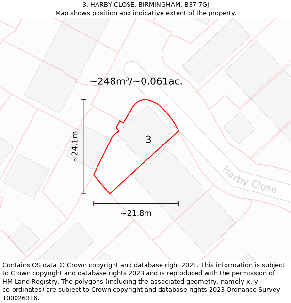 3, HARBY CLOSE, BIRMINGHAM, B37 7GJ: Plot and title map