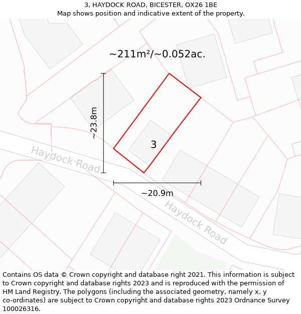 3, HAYDOCK ROAD, BICESTER, OX26 1BE: Plot and title map