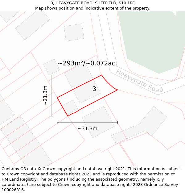 3, HEAVYGATE ROAD, SHEFFIELD, S10 1PE: Plot and title map