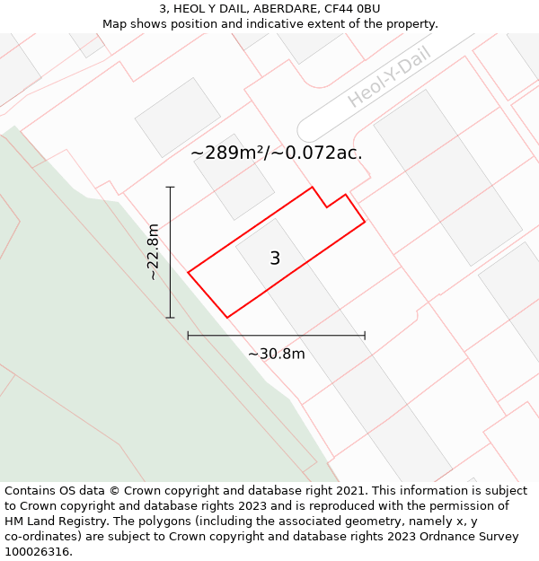 3, HEOL Y DAIL, ABERDARE, CF44 0BU: Plot and title map