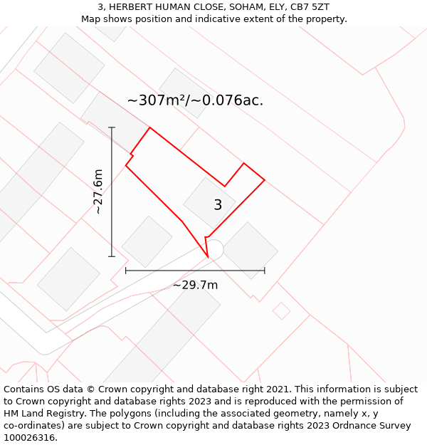 3, HERBERT HUMAN CLOSE, SOHAM, ELY, CB7 5ZT: Plot and title map