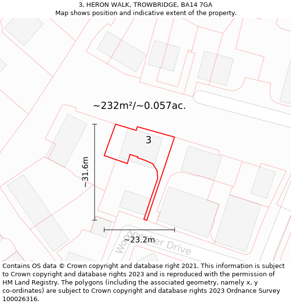 3, HERON WALK, TROWBRIDGE, BA14 7GA: Plot and title map