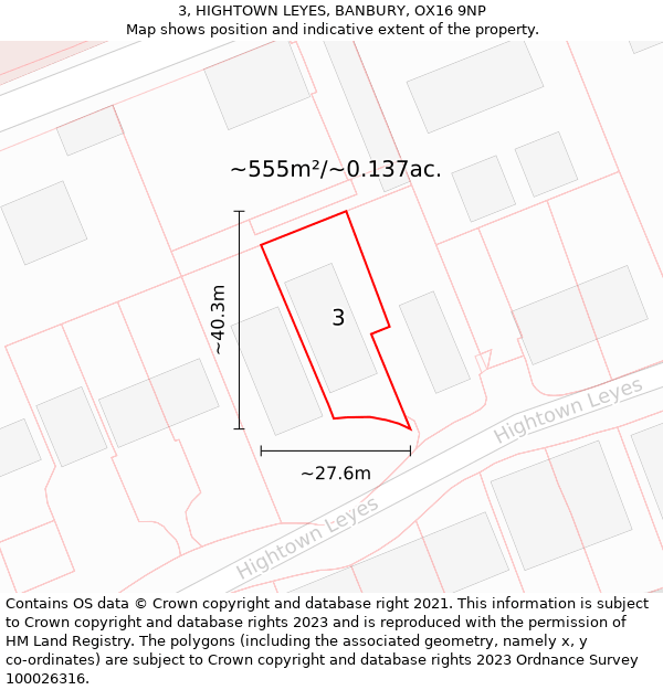 3, HIGHTOWN LEYES, BANBURY, OX16 9NP: Plot and title map