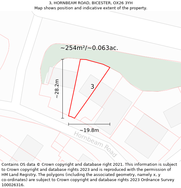 3, HORNBEAM ROAD, BICESTER, OX26 3YH: Plot and title map