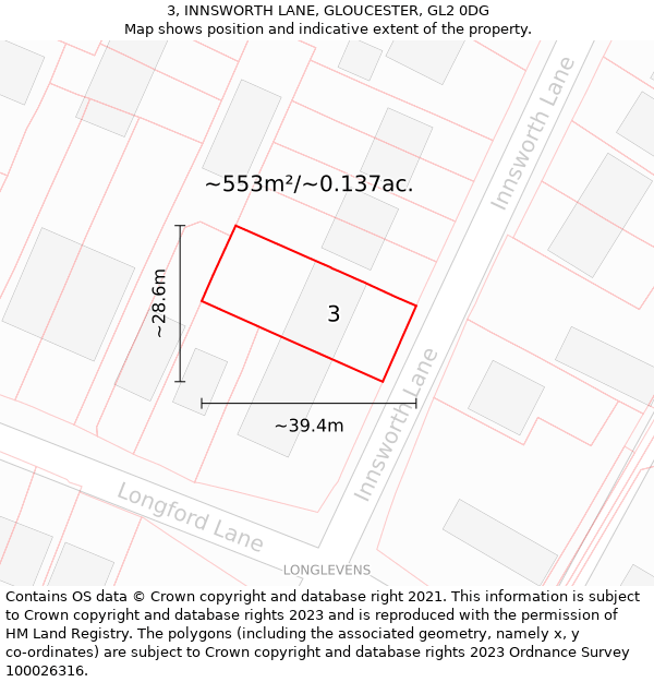 3, INNSWORTH LANE, GLOUCESTER, GL2 0DG: Plot and title map