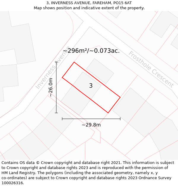 3, INVERNESS AVENUE, FAREHAM, PO15 6AT: Plot and title map