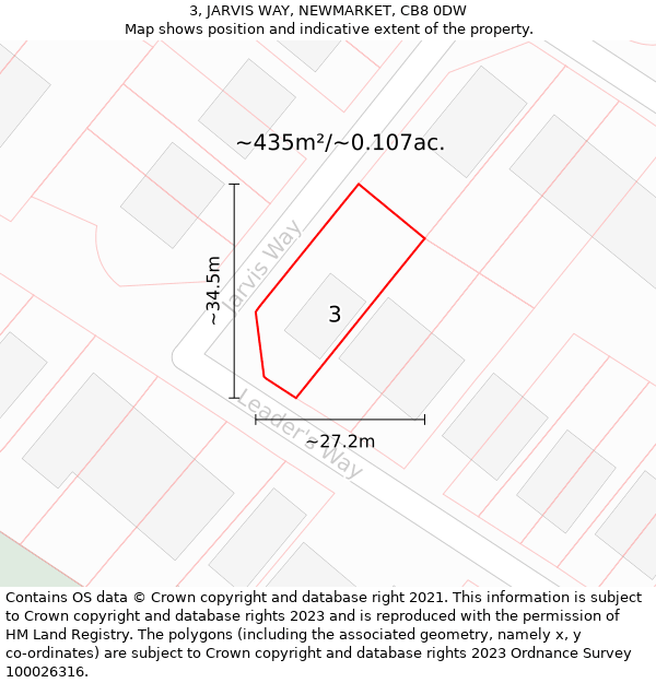 3, JARVIS WAY, NEWMARKET, CB8 0DW: Plot and title map