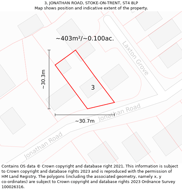3, JONATHAN ROAD, STOKE-ON-TRENT, ST4 8LP: Plot and title map