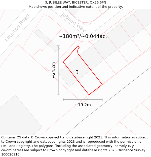 3, JUBILEE WAY, BICESTER, OX26 6PN: Plot and title map