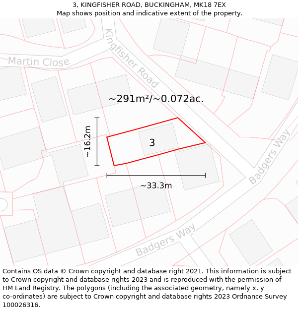 3, KINGFISHER ROAD, BUCKINGHAM, MK18 7EX: Plot and title map