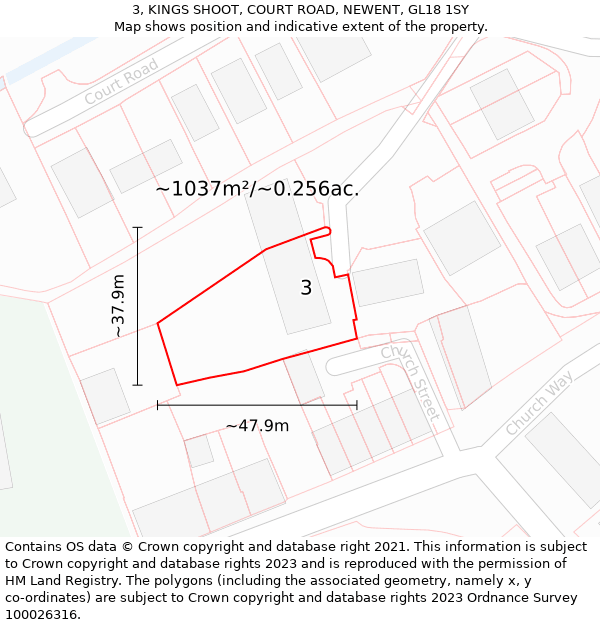 3, KINGS SHOOT, COURT ROAD, NEWENT, GL18 1SY: Plot and title map