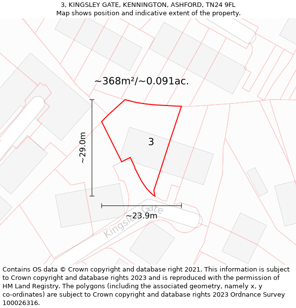 3, KINGSLEY GATE, KENNINGTON, ASHFORD, TN24 9FL: Plot and title map