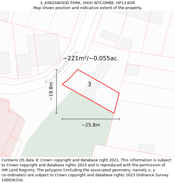 3, KINGSWOOD PARK, HIGH WYCOMBE, HP13 6GR: Plot and title map