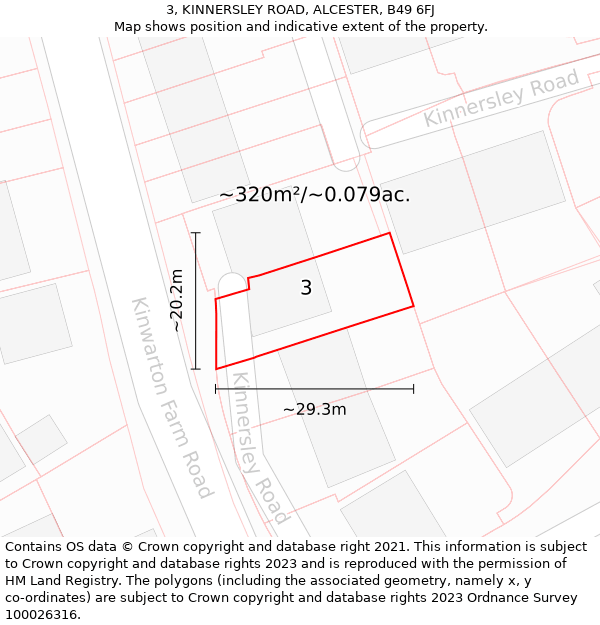 3, KINNERSLEY ROAD, ALCESTER, B49 6FJ: Plot and title map