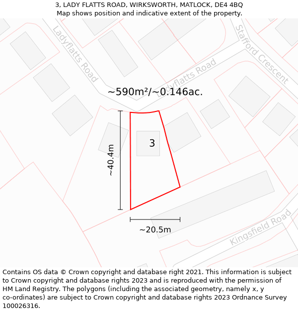 3, LADY FLATTS ROAD, WIRKSWORTH, MATLOCK, DE4 4BQ: Plot and title map