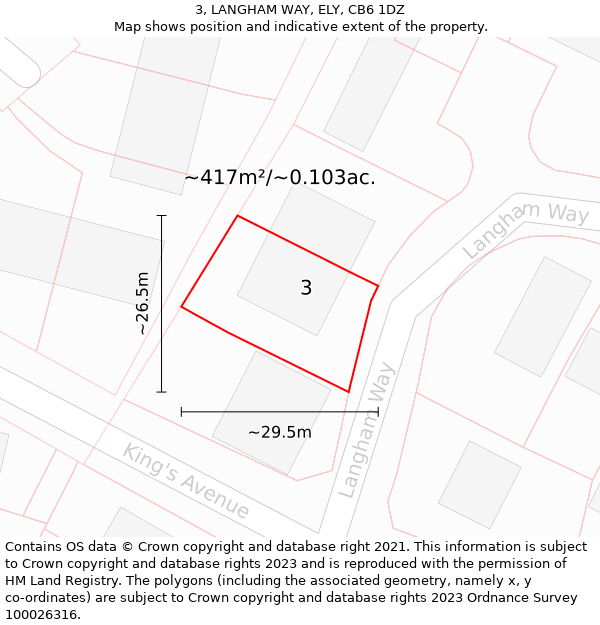 3, LANGHAM WAY, ELY, CB6 1DZ: Plot and title map