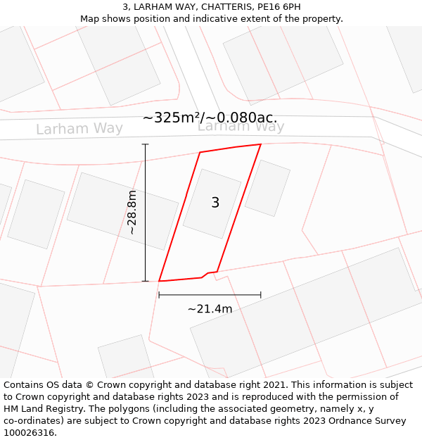 3, LARHAM WAY, CHATTERIS, PE16 6PH: Plot and title map