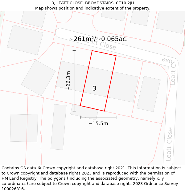 3, LEATT CLOSE, BROADSTAIRS, CT10 2JH: Plot and title map