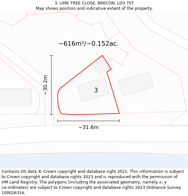 3, LIME TREE CLOSE, BRECON, LD3 7ST: Plot and title map