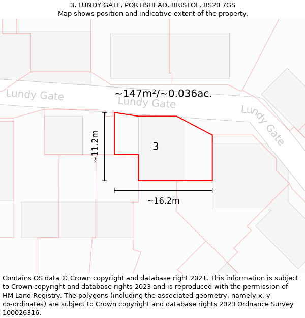 3, LUNDY GATE, PORTISHEAD, BRISTOL, BS20 7GS: Plot and title map