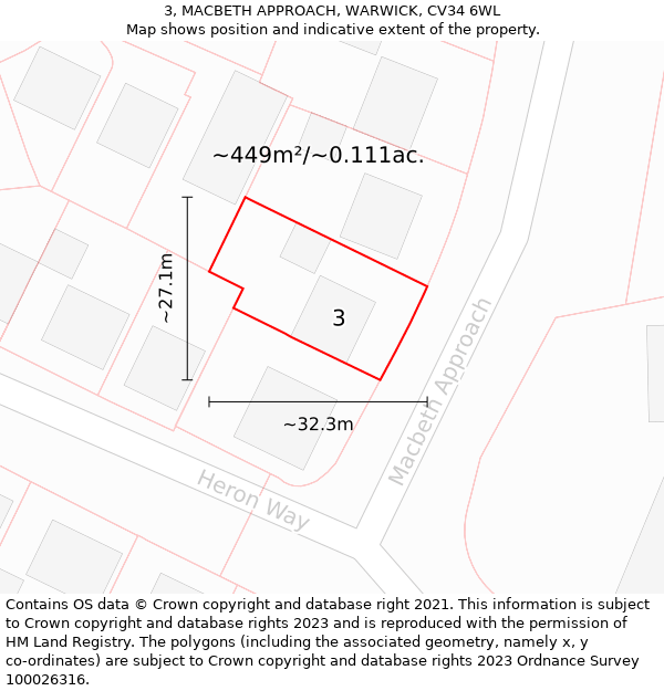 3, MACBETH APPROACH, WARWICK, CV34 6WL: Plot and title map