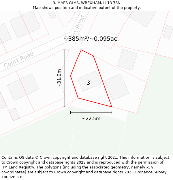 3, MAES GLAS, WREXHAM, LL13 7SN: Plot and title map