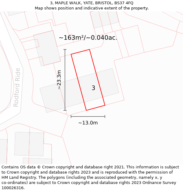 3, MAPLE WALK, YATE, BRISTOL, BS37 4FQ: Plot and title map