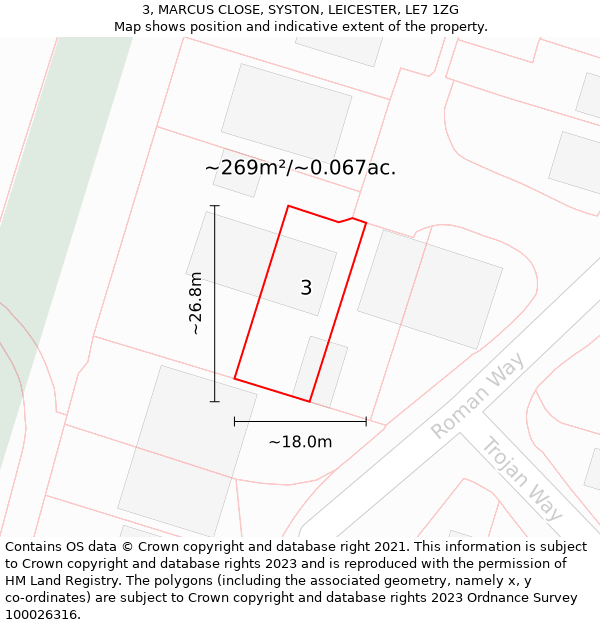 3, MARCUS CLOSE, SYSTON, LEICESTER, LE7 1ZG: Plot and title map