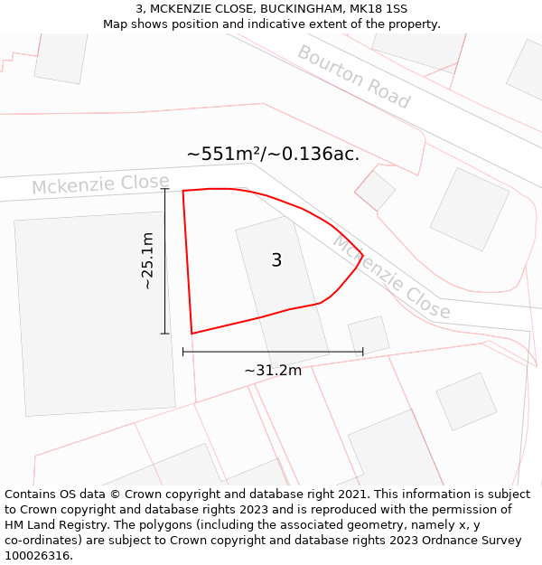 3, MCKENZIE CLOSE, BUCKINGHAM, MK18 1SS: Plot and title map