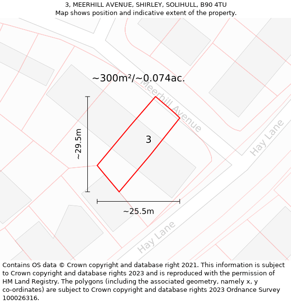 3, MEERHILL AVENUE, SHIRLEY, SOLIHULL, B90 4TU: Plot and title map