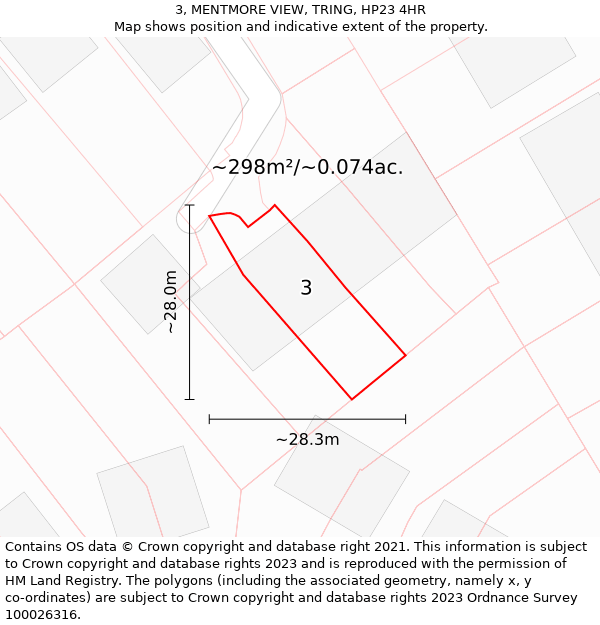 3, MENTMORE VIEW, TRING, HP23 4HR: Plot and title map