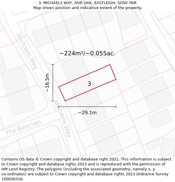 3, MICHAELS WAY, FAIR OAK, EASTLEIGH, SO50 7NR: Plot and title map