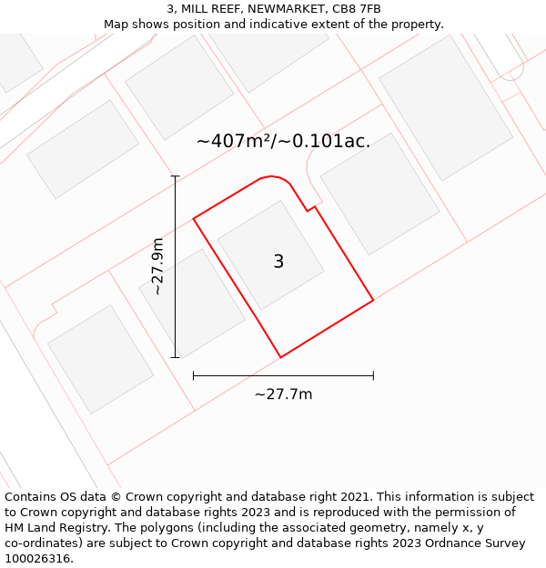 3, MILL REEF, NEWMARKET, CB8 7FB: Plot and title map