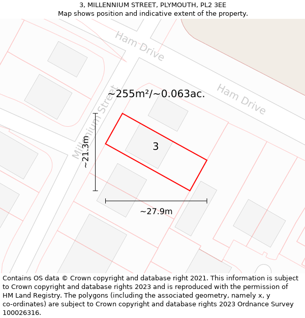 3, MILLENNIUM STREET, PLYMOUTH, PL2 3EE: Plot and title map
