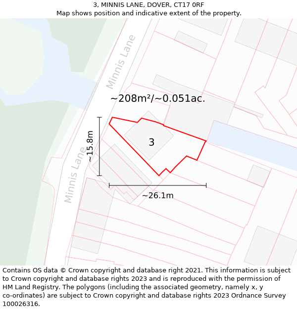 3, MINNIS LANE, DOVER, CT17 0RF: Plot and title map