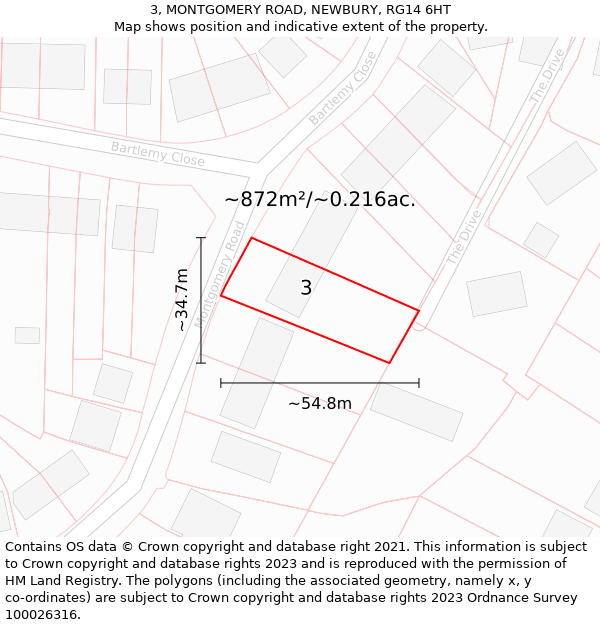 3, MONTGOMERY ROAD, NEWBURY, RG14 6HT: Plot and title map
