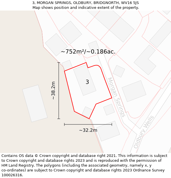 3, MORGAN SPRINGS, OLDBURY, BRIDGNORTH, WV16 5JS: Plot and title map