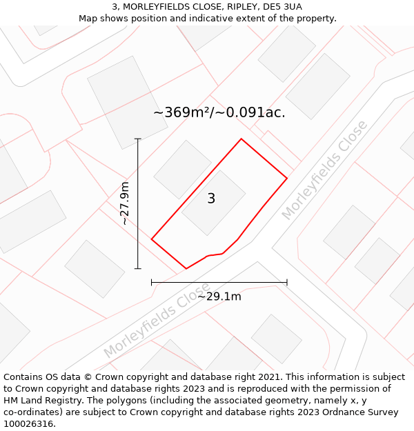 3, MORLEYFIELDS CLOSE, RIPLEY, DE5 3UA: Plot and title map