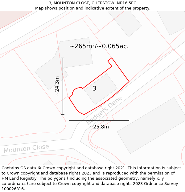 3, MOUNTON CLOSE, CHEPSTOW, NP16 5EG: Plot and title map