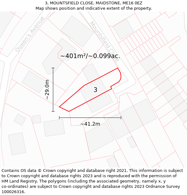 3, MOUNTSFIELD CLOSE, MAIDSTONE, ME16 0EZ: Plot and title map