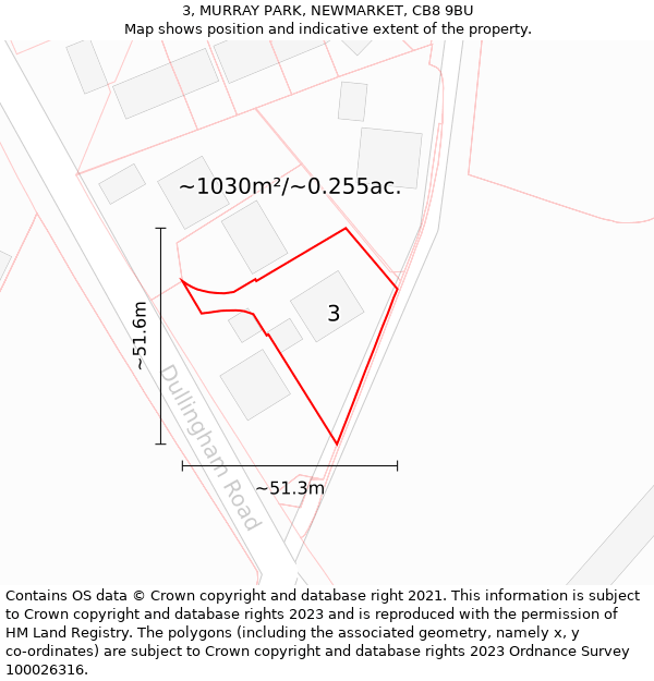 3, MURRAY PARK, NEWMARKET, CB8 9BU: Plot and title map