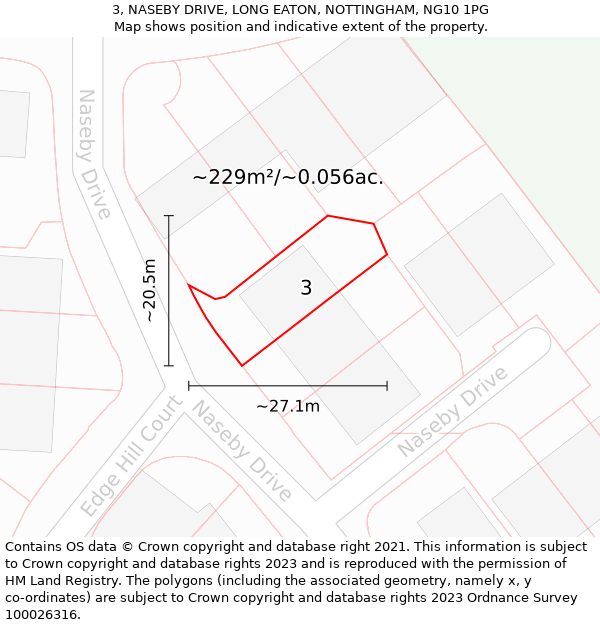 3, NASEBY DRIVE, LONG EATON, NOTTINGHAM, NG10 1PG: Plot and title map