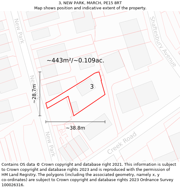 3, NEW PARK, MARCH, PE15 8RT: Plot and title map