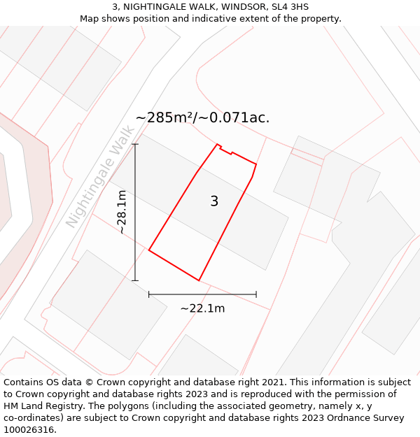 3, NIGHTINGALE WALK, WINDSOR, SL4 3HS: Plot and title map