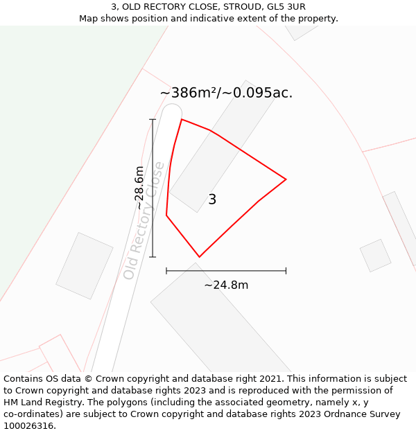 3, OLD RECTORY CLOSE, STROUD, GL5 3UR: Plot and title map