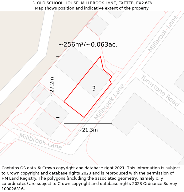 3, OLD SCHOOL HOUSE, MILLBROOK LANE, EXETER, EX2 6FA: Plot and title map