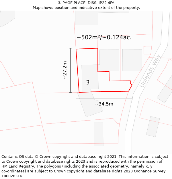 3, PAGE PLACE, DISS, IP22 4FA: Plot and title map