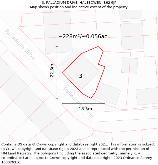 3, PALLADIUM DRIVE, HALESOWEN, B62 9JP: Plot and title map