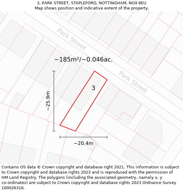 3, PARK STREET, STAPLEFORD, NOTTINGHAM, NG9 8EU: Plot and title map